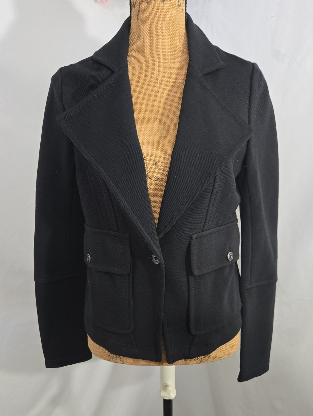 Anthropologie Black Structured Notch-Lapel Blazer